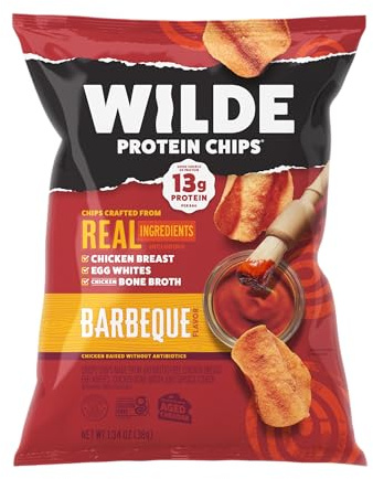 WILDE Protein Chips Barbeque, Thin and Crispy High Protein Snacks, Keto Friendly, Low Carb Chips, Real Ingredients, 1.34oz (Pack of 8)