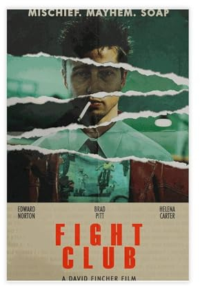 Fight Club Filmposter 43, Leinwand-Poster, Schlafzimmer, Dekoration, Sport, Landschaft, Büro, Raumdekoration, Geschenk, ungerahmt, 60 x 90 cm