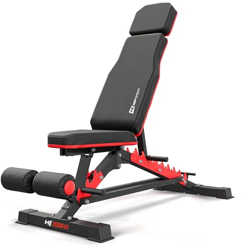 Hop-Sport Hantelbank Klappbar, Trainingsbank für Home Gym, 10-Fach verstellbare Rückenlehne, Multifunktional Fitnessgeräte für Zuhause, Max. Belastbarkeit 300 kg