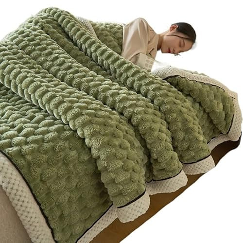 RaamKa Blanket Korallen-Samt-Decke, Herbst-Winter, warme Schlafdecke, weiche Flanell-Fleece-Decken for Bett, gemütliche, verdickte Wärmedecke Sofadecke (Color : 03, Size : L 180X200CM)