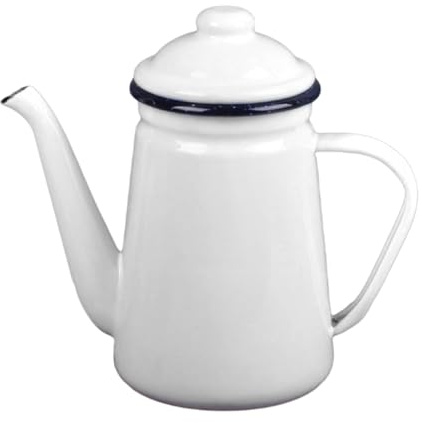 Gralara Bollitore per tè smaltato Piano Cottura Teiera Spessa, scaldalatte, Vintage, bollitore per Acqua Bollitore per caffè da 1,1 Litri per Cucina casa, Bianco