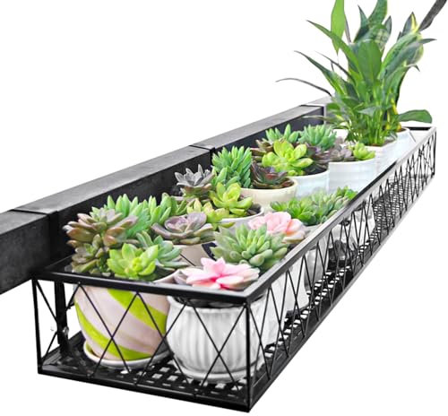 Portafiori in Ferro da Appendere alla Ringhiera Balcone di Diverse Dimensioni Appendiabiti Vasi da Fiori per Guardrail da Giardino Esterno Espositore Piante Forte Carico Scaffali Porta Piante (Color