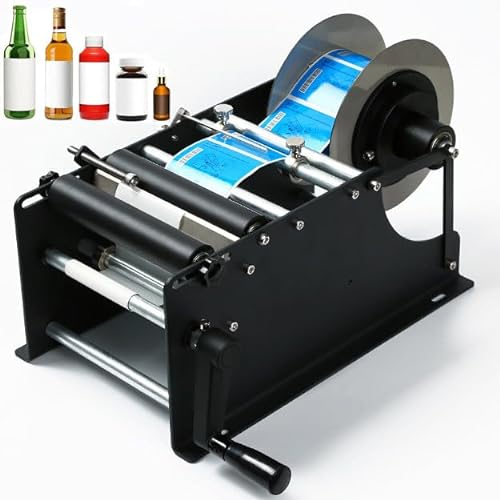 Manuelle Rundetikettiermaschine (30 Mal/Min.) – 10–150 Mm, Verstellbarer Etikettenspender, Für Glas-, Kunststoff- Und Metallflaschen