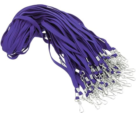 PATIKIL 50pz Cordino Bulk 47cm Cordoncino per Badge ID Lanyard Viola | con Clip per Badge ID Portachiavi Targhetta Portafoglio Crociera, Cordino per Collo, per Insegnanti, Resistente