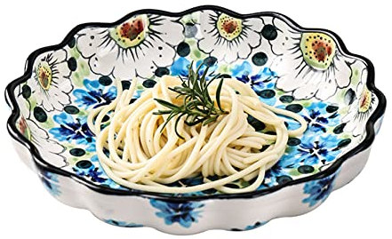 ZHIDAISHI Bandeja for hornear de cerámica apilable, fuente for lasaña grande y profunda, fuente for sopa de cerámica, fuente for hornear de 8 pulgadas, tazón for pasta, microondas y horno.(Blu)