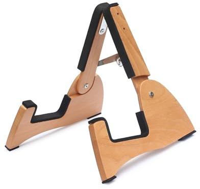 YIORYO Gitarrenständer, zusammenklappbarer A-Rahmen-Bodenständer aus Holz for akustische, elektrische, klassische Gitarren mit rutschfestem Gummi, komplett montiert(Guitar universal)
