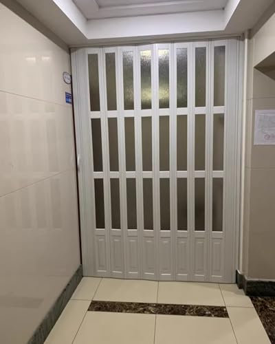 ENHEN Falttür Faltbare Ziehharmonikatür Aus PVC mit Griff, Sichtschutz-Schiebetür Als Raumteiler für Küche, Scheune, Schrank, Flur, Plissee-Ziehharmonika-Tor-Set(47x80in (119.5x203cm))