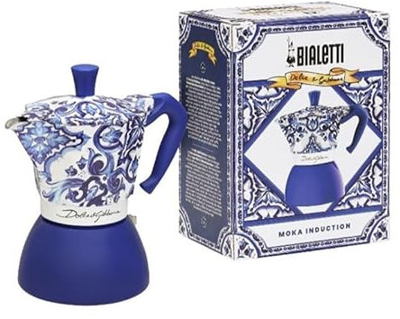 Bialetti Dolce & Gabbana MocInduction Blue Mediterraneo 6 tazze a induzione e fuoco aperto (caffettiera, caffettiera espresso)