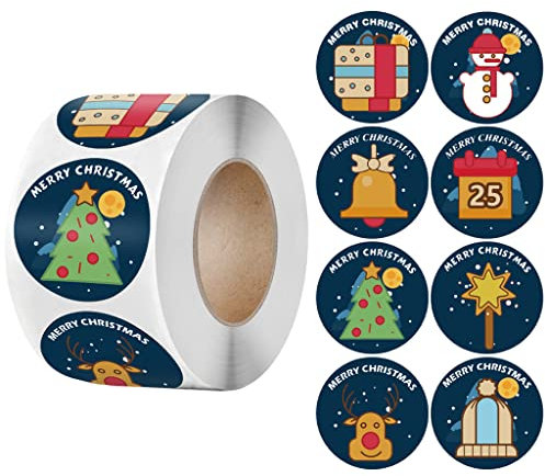 Rotolo di 500 adesivi regalo adatti per pacchetti, bottiglie d'acqua, libri, quaderni, calendari, forniture per feste di Natale