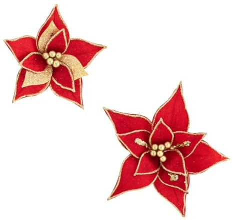 JEWEDECO Künstliche Weihnachtsblumen 2 Stück Dekorative Weihnachtsblumen Simulierte Blumen Für Die Inneneinrichtung Weihnachtsparty-Dekorationen
