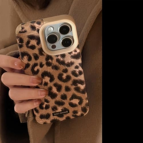 PAIXIKYZ Hülle Kompatibel mit iPhone 15 | Etui Luxus Leopard Pelz