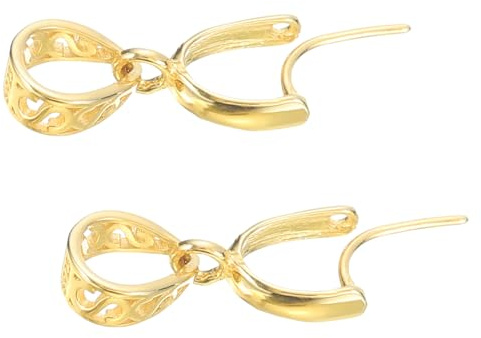 QUARKZMAN 2 Stück 14mm Anhänger Verschluss Anhänger Bail Connector Gold | Pinch Clip Bail Verschluss, 925 Sterling Silber, für Schmuckherstellung Zubehör, Armband Halskette, Pinch Bail
