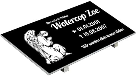 Grabplatte mit Inschrift aus Granit, personalisierbar Gedenktafel für Urnengrab, Grabstein für 1-2 Pers., Urnengrabstein N10 (30x60cm mit Stützen)