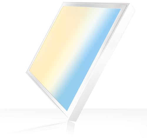 Xtend EcoLight LED Panel 62x62 3000K 4000K 6000K 3CCT Aufbaurahmen Alu weiß | 4000lm Aufbaurahmen Alu weiß Deckenleuchte flimmerfrei