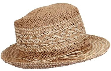 LOEVENICH Lätt trilby för kvinnor med kontrastmönster i en storlek - perfekt för sommarsemestern, kamellera, One size