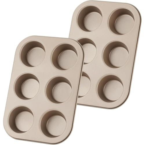 YIMINI 2 Moldes para Repostería - Bandejas de Acero al Carbono con Revestimiento Antiadherente, Perfectas para Magdalenas, Cupcakes, Brownies y Pudín