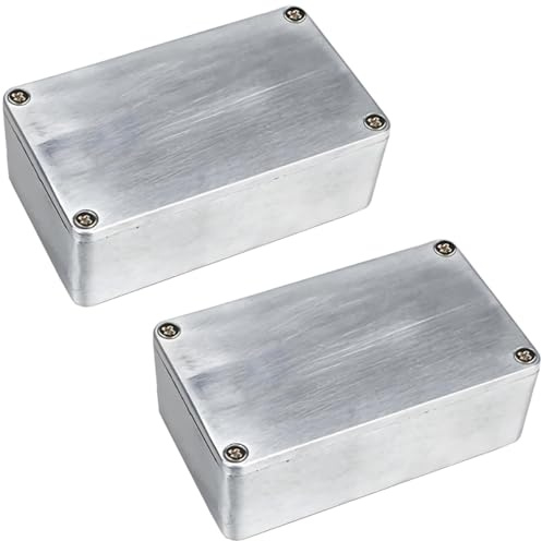 LKRXW 2 Stück 1590G Gitarren Effektpedal Gehäuse Stompbox Aluminium-Druckguss-Gehäuse Elektronik Projektgehäuse Metall Druckguss Alu Gehäuse Gitarreneffektpedal 100mmx50mmx26mm
