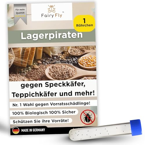 FairyFly Lagerpiraten gegen Speckkäfer & Teppichkäfer – 100 % biologische Schädlingsbekämpfung ohne Chemie – 30 Nützlinge im Röhrchen – Made in Germany (1)