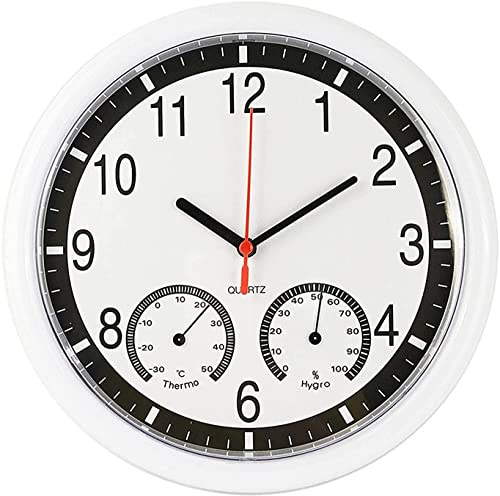 LXYAYY Orologio da parete da giardino, 25,4 cm, con igrometro, termometro, orologio da giardino, silenzioso, impermeabile, per esterni