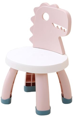 CLISPEED Silla Respaldo de Dinosaurio Rosa, Taburete Antideslizante de PP y PVC, Tamaño Pequeño para Niños, Silla Preescolar para Estudio y Aprendizaje en Casa, Asiento y Estable