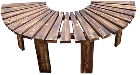 Banco De Árbol Envolvente, Asiento Curvo De Madera Sin Respaldo For Exteriores, Silla Semicircular Resistente A La Intemperie For Jardín, Césped, Patio, Recibidor, Balcón Y Macetero.