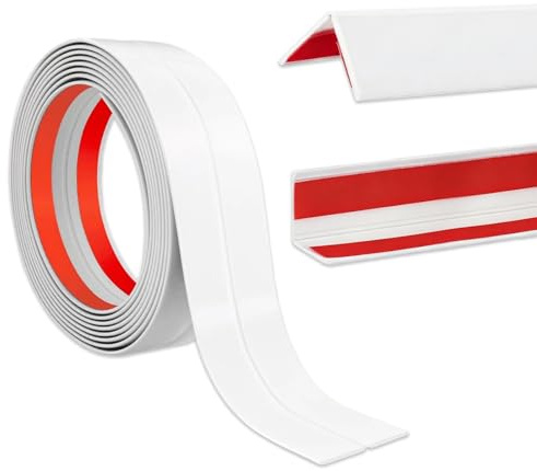 Vauki Battiscopa morbido, autoadesiva, 2 cm x 4 m, impermeabile, battiscopa morbido, impermeabile, per cucina, piastrelle in PVC, autoadesive per cucina e bagno (bianco)