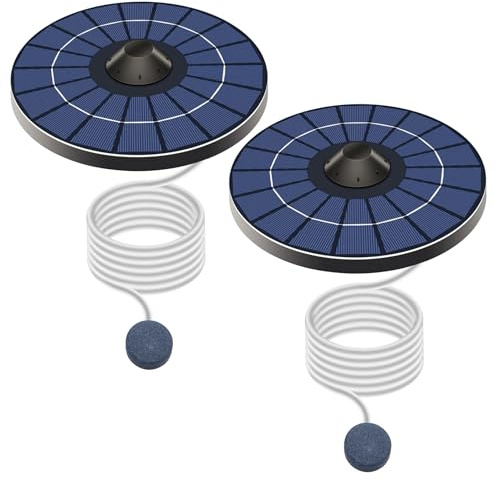 Neptuiby Aeratore per laghetto ad energia Solare 2 Pezzi, aeratore per laghetto Solare Portatile con Tubo dell'Aria e Pietre a Bolle per Piccoli stagni, vasche per Uccelli