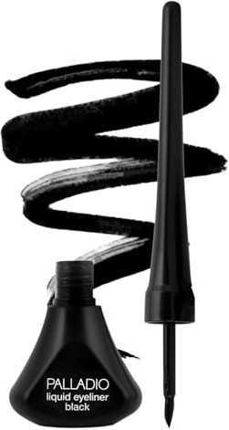 Palladio Flüssiger Eyeliner, hochpigmentiert und wasserfest, für intensive Augenkonturen, verschmierfester flüssiger Eyeliner, mit einfachem Griff und Filzspitze für die Anwendung, Black