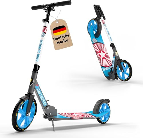 STAR SCOOTER Aluminium Kickscooter Tret City Roller für Jungen, Mädchen ab 6-7 Jahre | Big 205mm Wheel mit XXL Trittbrett für Kinder und Erwachsene