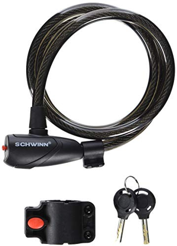 Schwinn Bike Cable Lock with A Lighted Key, 6 feet x 15 mm Anti Theft Bicycle Lock, Security Level 3
