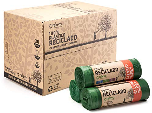 Relevo 480 Stück Müllbeutel 30 L - 100% Recycelt Müllsäcke mit Zugband
