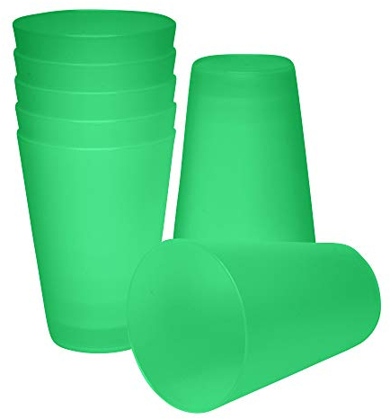 S&S-Shop 10 Trinkbecher 400 ml Grün, Hartplastikbecher für Party, Kinderbecher, stapelbare Plastikbecher 0,4 l, Mehrweg Kunststoffbecher, Zahnputzbecher & Cocktailgläser Plastik