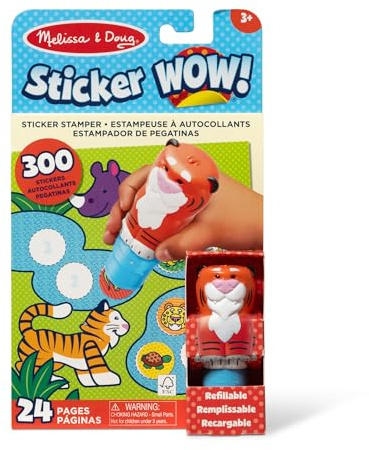 Melissa & Doug Sticker WOW! Timbratore di Adesivi e Blocco Attività di 24 Pagine con 300 Adesivi - Tigre, Gioco Educativo per Lavoretti Artistici, Bambini, 3+ Anni - Certificati FSC