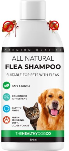 The Healthy Dog and Cat Co. – All Natural Flea Shampoo for Dogs & Cats – Gentle Wash with Quassia & Lemongrass – Safe, Vegan Formula for Itchy Skin – Dog & Cat Shampoo – Made in UK