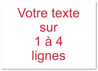 Plaque gravée personnalisée 1 à 4 lignes 20x15cm autocollante Blanc écriture Rouge