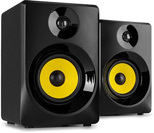 VONYX SMN30B Enceintes Monitoring Actives - Paire d'Enceintes de Studio 3”, Puissance 60 Watts Max, Réglages Graves et Aigus, Qualité Idéale pour Mastering en Studio
