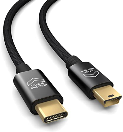 PAXO Cable de conexión USB OTG de 1m, cable USB Tipo C a MINI USB, carga dispositivos USB MINI, cable de datos, cable de carga, USB 2.0, negro