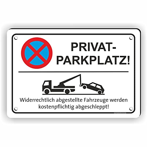 Fassbender-Druck SCHILDER - PRIVATPARKPLATZ - vorgebohrtes Parken verboten Schild - Schild mit Bohrlöchern zum Markieren vom absoluten Parkverbot oder Privatgrundstück (60x40cm Schild)
