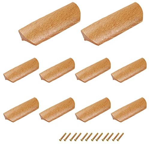 Bitray Möbelgriffe aus Holz, 6,3 cm Lochabstand, 10 Stück