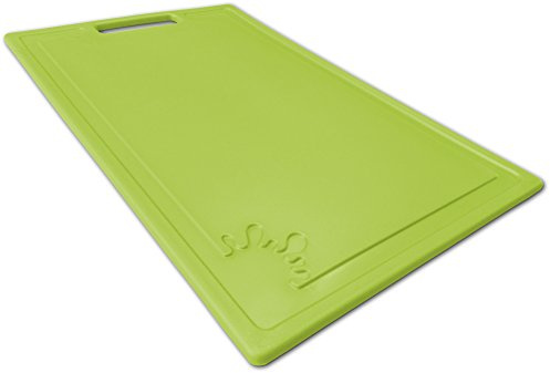 Planche à découper en plastique antidérapant - Passe au lave-vaisselle - Antibactérienne - 32 x 20 cm - Vert citron