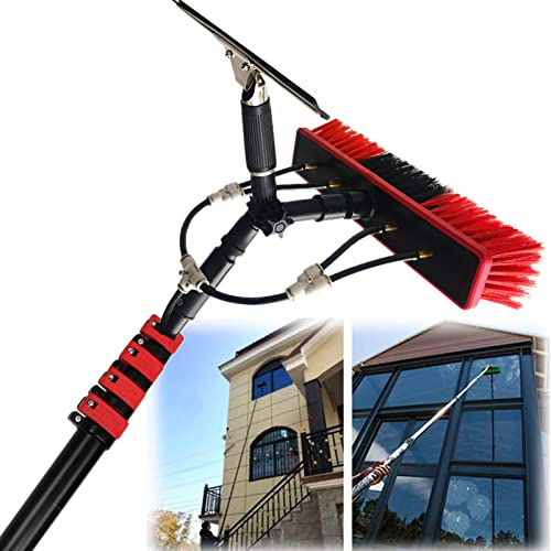ROGHA Teleskopstange Wasserführend 3.6M-10.8M, mit Bürste, Photovoltaikreinigung Solarreinigung Fassadenreinigung Fensterreinigung Wintergartenreinigung,36FT/10.8M