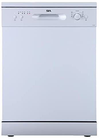 SIA SFSD60W Freestanding Dishwasher, 12 Place Settings, 6 Program Settings, 30 Minute Quick Wash, White
