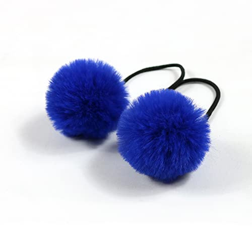 Wambere 10 Stück Nette Kopfbedeckung,5cm Pompom Haarband Baby Haargummi Kleine Kugel Pferdeschwanzhalter Mädchen Pelzknäuel Haargummis Baby Haarschmuck Pferdeschwanz Halter,Königsblau