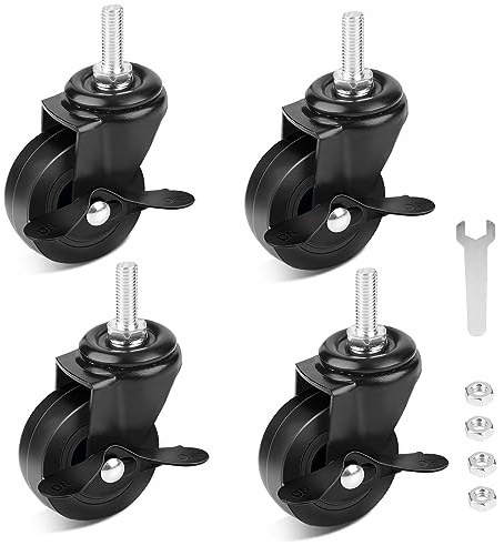 DBREAKS 4 ruote girevoli Ø50 mm ruote per mobili in trasporto ruote M8 ruote girevoli bloccabili, 50 kg per rotelletta (nero)