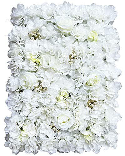 RainWeel Blumenwand Rosenwand Weiß Kunstblumen Deko 12 Stück Künstliche Blumenwand für Hochzeit Party DIY Hintergrund