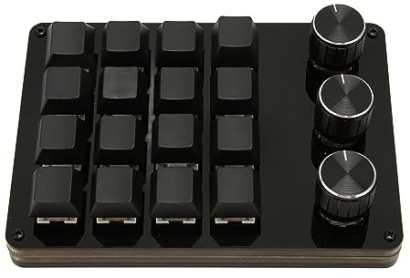 VBESTLIFE One Handed Macro Programmable Keyboard, 16 Keys 3 Knobs Blue Switch Mechanical Gaming Keyboard, Gaming Keyboard, Custom Shortcut, Detachable Cable, for Gaming Office