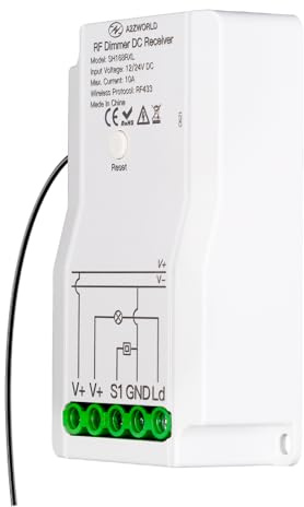 Led Dimmer Push + RF 433MHz, 12V 24V 10A, Modulo Regolatore per Strisce LED e Luci LED a Bassa Tensione, Compatibile con Pulsante Normalmente Aperto, 96X54X28mm