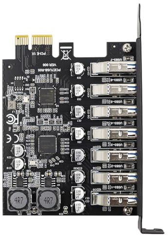 Hsthe Sea Carte d'extension PCIE vers USB 3.0 HUB, 7 Ports, 5Gbps, contrôleur Externe, Adaptateur d'extension PCI Express pour Win XP 7 8 10 11