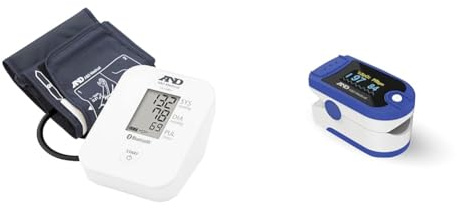 A&D Medical UA-651BLEISO Pressione sanguigna del braccio superiore con Bluetooth + A&D Medical UP-200 Pulsossimetro, Monitor dell'Ossigeno nel Sangue Approvato CE