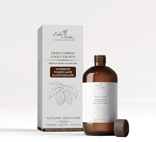 Olio Corpo Idratante - Nutriente 200 ml Fragranza Cioccolato - Ideale per Pelle Secca - Prodotto Naturale 100% Made in Italy